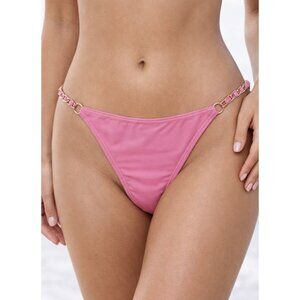 New Jonathan Simkhai Pink Cherry Blossom Chain Detail Bikini Bottom Size Medium